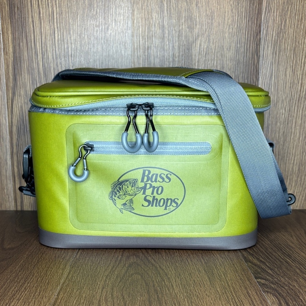 Bass Pro Shops Soft Sided Cooler Bag Green Gray Fishing Camping Lunch